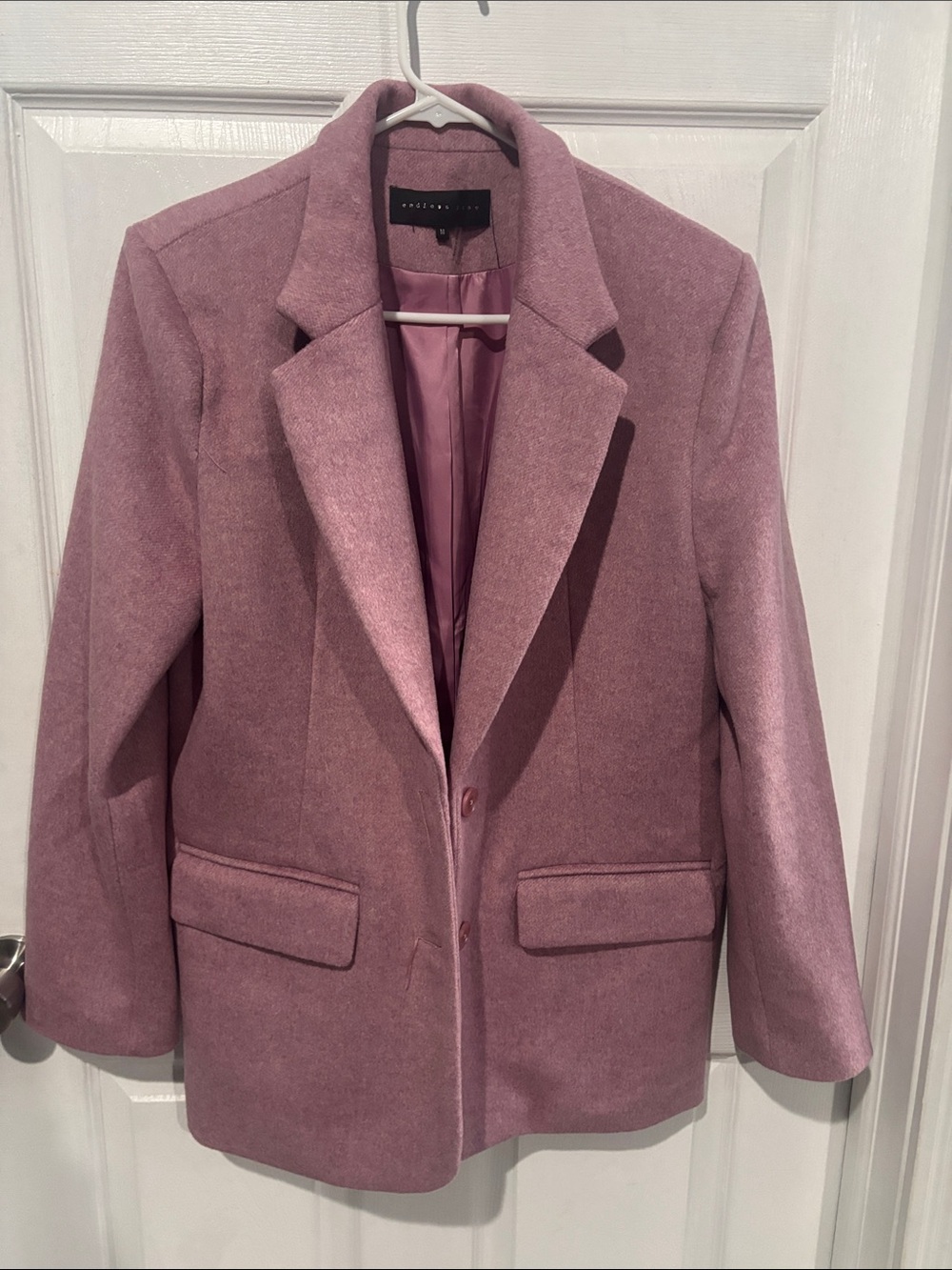 Endless Rose Dusty Rose Tailored Wool-Blend Blazer